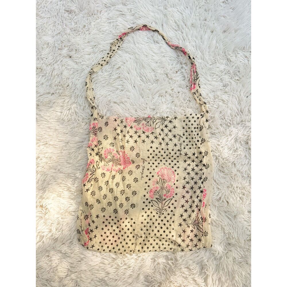 Free People Printed Star and Floral Cotton Gauze Slouchy Shopper Tote Bag